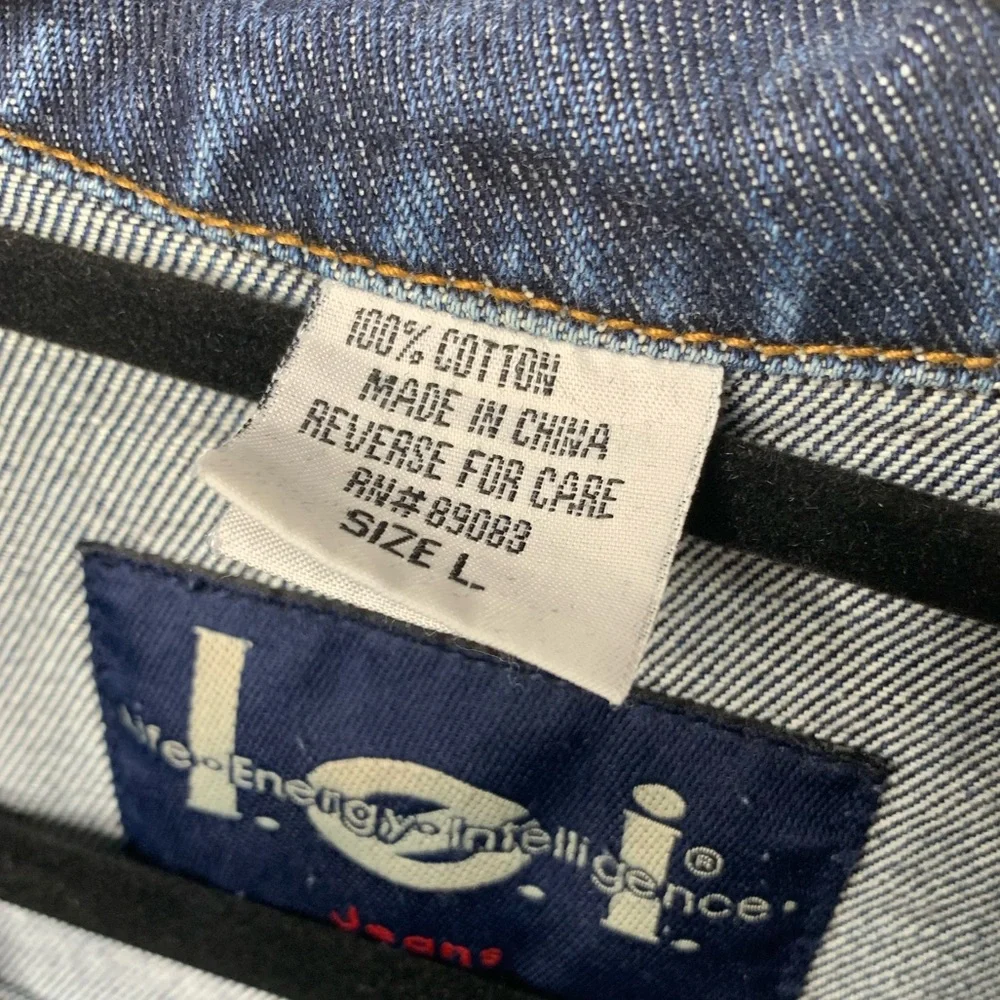 Vintage I.e.i. Dark Wash Denim Jean Jacket Size Large - Picture 9 of 12